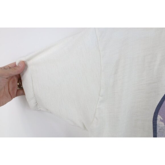 Vintage 70s Womens Large Sheer Snow Country Snowflake Skiing T-Shirt White USA - Picture 8 of 14